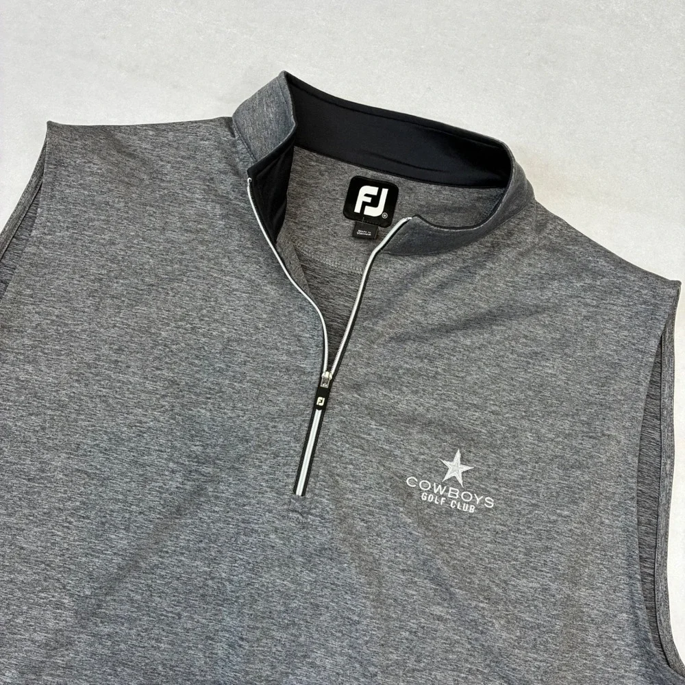 FootJoy Golf Vest Mens Large Gray Quarter Zip Cowboys Golf Club Performance Logo